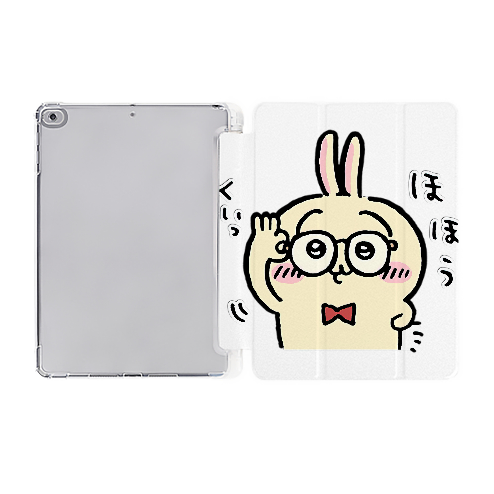（画像用） ちいかわ うさぎ Chii-kawa usagi IPad ケース ペン収納付き 三つ折りスタンド PUレザー×シリコン 対応機種9.5/10.5/10.9インチ